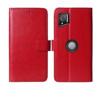 Tnviud Flip Premium Retro Cuir Housse Coque TPU Silicone Étui pour Crosscall Stellar M6 / M6E 6.1" Cas Magnétique Téléphone Couverture Protecteur Cover Case Support (Rouge)