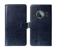 Tnviud Flip Premium Retro Cuir Housse Coque TPU Silicone Étui pour CUBOT Kingkong Ace 3 6.5" Cas Magnétique Téléphone Couverture Protecteur Cover Case Support (Bleu Fonce)