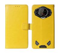 Tnviud Flip Premium Retro Cuir Housse Coque TPU Silicone Étui pour DOOGEE S200 5G / DOOGEE S200 X 5G / DOOGEE S200 Plus 6.72" Cas Magnétique Téléphone Couverture Protecteur Cover Case Support (Jaune)
