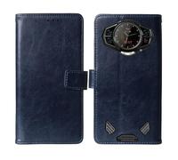 Tnviud Flip Premium Retro Cuir Housse Coque TPU Silicone Étui pour DOOGEE S200 5G / DOOGEE S200 X 5G / DOOGEE S200 Plus 6.72" Cas Magnétique Téléphone Couverture Cover Case Support (Bleu Fonce)