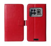 Tnviud Flip Premium Retro Cuir Housse Coque TPU Silicone Étui pour DOOGEE S200 Max 6.72" Cas Magnétique Téléphone Couverture Protecteur Cover Case Support (Rouge)