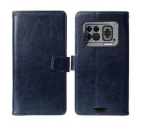 Tnviud Flip Premium Retro Cuir Housse Coque TPU Silicone Étui pour DOOGEE S200 Max 6.72" Cas Magnétique Téléphone Couverture Protecteur Cover Case Support (Bleu Fonce)