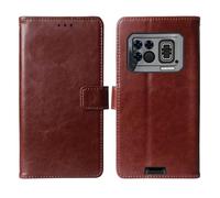 Tnviud Flip Premium Retro Cuir Housse Coque TPU Silicone Étui pour DOOGEE S200 Max 6.72" Cas Magnétique Téléphone Couverture Protecteur Cover Case Support (Brun)