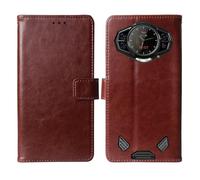 Tnviud Flip Premium Retro Cuir Housse Coque TPU Silicone Étui pour DOOGEE S200 Ultra 5G Cas Magnétique Téléphone Couverture Protecteur Cover Case Support (Brun)