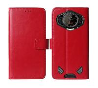Tnviud Flip Premium Retro Cuir Housse Coque TPU Silicone Étui pour DOOGEE S200 Ultra 5G Cas Magnétique Téléphone Couverture Protecteur Cover Case Support (Rouge)