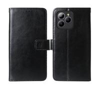 Tnviud Flip Premium Retro Cuir Housse Coque TPU Silicone Étui pour FOSSiBOT S2 / FOSSiBOT Smartphone F08 6.72" Cas Magnétique Téléphone Couverture Protecteur Cover Case Support (Noir)