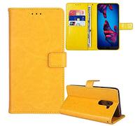 Tnviud Flip Premium Retro Cuir Housse Coque TPU Silicone Étui pour OnePlus 15R 5G Cas Magnétique Téléphone Couverture Protecteur Cover Case Support (Jaune)
