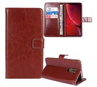 Tnviud Flip Premium Retro Cuir Housse Coque TPU Silicone Étui pour Oukitel C5 2025 6.52" Cas Magnétique Téléphone Couverture Protecteur Cover Case Support (Brun)