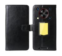 Tnviud Flip Premium Retro Cuir Housse Coque TPU Silicone Étui pour Oukitel WP56 5G Cas Magnétique Téléphone Couverture Protecteur Cover Case Support (Noir)