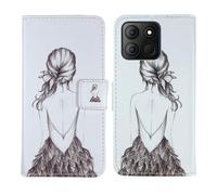 Tnviud Housse Case PU Cuir Cover Flip Etui Coque Protection Skin pour Aligator S6600 Duo 6.6" (Back Girl Design)
