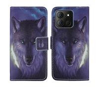 Tnviud Housse Case PU Cuir Cover Flip Etui Coque Protection Skin pour Aligator S6600 Duo 6.6" (Wolf Design)