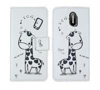 Tnviud Housse Case PU Cuir Cover Flip Etui Coque Protection Skin pour Brondi Amico Home Nero 1.77" (Giraffe Design)