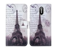 Tnviud Housse Case PU Cuir Cover Flip Etui Coque Protection Skin pour Brondi Amico Home Nero 1.77" (Stamp Tower Design)