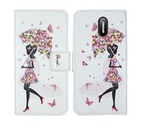Tnviud Housse Case PU Cuir Cover Flip Etui Coque Protection Skin pour Brondi Amico Home Nero 1.77" (Umbrella Girl Design)