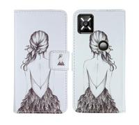 Tnviud Housse Case PU Cuir Cover Flip Etui Coque Protection Skin pour Crosscall Core M6 5.99" (Back Girl Design)