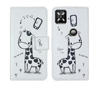 Tnviud Housse Case PU Cuir Cover Flip Etui Coque Protection Skin pour Crosscall Core M6 5.99" (Giraffe Design)