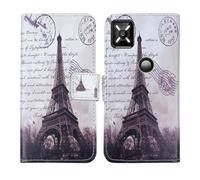 Tnviud Housse Case PU Cuir Cover Flip Etui Coque Protection Skin pour Crosscall Core M6 5.99" (Stamp Tower Design)