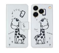Tnviud Housse Case PU Cuir Cover Flip Etui Coque Protection Skin pour CUBOT A50 6.58" (Giraffe Design)
