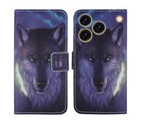 Tnviud Housse Case PU Cuir Cover Flip Etui Coque Protection Skin pour CUBOT A50 6.58" (Wolf Design)