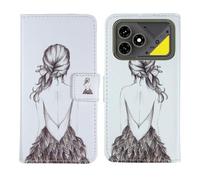 Tnviud Housse Case PU Cuir Cover Flip Etui Coque Protection Skin pour Cubot Kingkong Dura 6.88" (Back Girl Design)