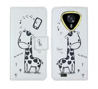 Tnviud Housse Case PU Cuir Cover Flip Etui Coque Protection Skin pour Cubot Kingkong Mini 4 4.7" (Giraffe Design)