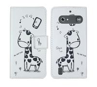 Tnviud Housse Case PU Cuir Cover Flip Etui Coque Protection Skin pour Doro Leva E10 / E11 Doro DFB 0600 2.4" (Giraffe Design)