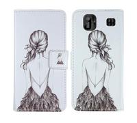 Tnviud Housse Case PU Cuir Cover Flip Etui Coque Protection Skin pour Energizer E13 1.77" (Back Girl Design)