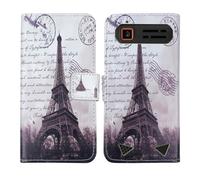 Tnviud Housse Case PU Cuir Cover Flip Etui Coque Protection Skin pour Gigaset GLX8 Plus 2.4" (Stamp Tower Design)