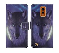 Tnviud Housse Case PU Cuir Cover Flip Etui Coque Protection Skin pour Hammer Energy X 5.5" (Wolf Design)
