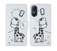 Tnviud Housse Case PU Cuir Cover Flip Etui Coque Protection Skin pour HMD Arc 2 6.52" (Giraffe Design)