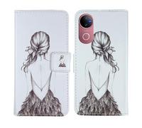 Tnviud Housse Case PU Cuir Cover Flip Etui Coque Protection Skin pour Jovi V50 6.77" (Back Girl Design)
