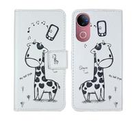 Tnviud Housse Case PU Cuir Cover Flip Etui Coque Protection Skin pour Jovi V50 6.77" (Giraffe Design)