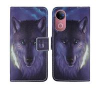 Tnviud Housse Case PU Cuir Cover Flip Etui Coque Protection Skin pour Jovi V50 6.77" (Wolf Design)