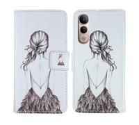 Tnviud Housse Case PU Cuir Cover Flip Etui Coque Protection Skin pour Jovi V50 Lite 5G 6.77" (Back Girl Design)