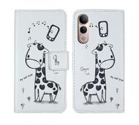 Tnviud Housse Case PU Cuir Cover Flip Etui Coque Protection Skin pour Jovi V50 Lite 5G 6.77" (Giraffe Design)