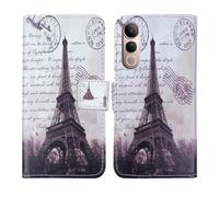 Tnviud Housse Case PU Cuir Cover Flip Etui Coque Protection Skin pour Jovi V50 Lite 5G 6.77" (Stamp Tower Design)