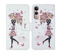 Tnviud Housse Case PU Cuir Cover Flip Etui Coque Protection Skin pour Jovi V50 Lite 5G 6.77" (Umbrella Girl Design)