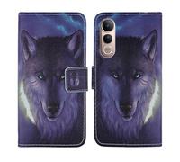 Tnviud Housse Case PU Cuir Cover Flip Etui Coque Protection Skin pour Jovi V50 Lite 5G 6.77" (Wolf Design)