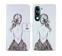 Tnviud Housse Case PU Cuir Cover Flip Etui Coque Protection Skin pour Jovi Y29s 5G 6.74" (Back Girl Design)