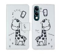 Tnviud Housse Case PU Cuir Cover Flip Etui Coque Protection Skin pour Jovi Y29s 5G 6.74" (Giraffe Design)