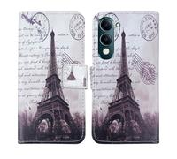 Tnviud Housse Case PU Cuir Cover Flip Etui Coque Protection Skin pour Jovi Y29s 5G 6.74" (Stamp Tower Design)