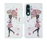 Tnviud Housse Case PU Cuir Cover Flip Etui Coque Protection Skin pour Jovi Y29s 5G 6.74" (Umbrella Girl Design)