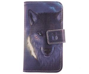Tnviud Housse Case PU Cuir Cover Flip Etui Coque Protection Skin pour Konrow Senior 280 2.8" (Wolf Design)