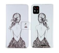 Tnviud Housse Case PU Cuir Cover Flip Etui Coque Protection Skin pour Konrow Touch 55 / Konrow Touch 55 Plus/Konrow NEOW 5.5" (Back Girl Design)