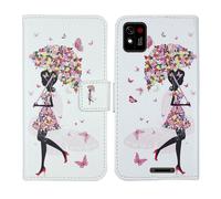 Tnviud Housse Case PU Cuir Cover Flip Etui Coque Protection Skin pour Konrow Touch 55 / Konrow Touch 55 Plus/Konrow NEOW 5.5" (Umbrella Girl Design)