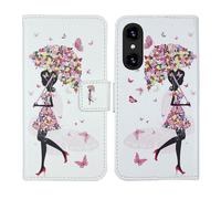 Tnviud Housse Case PU Cuir Cover Flip Etui Coque Protection Skin pour Logicom Aero 6.5" (Umbrella Girl Design)