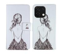 Tnviud Housse Case PU Cuir Cover Flip Etui Coque Protection Skin pour Logicom Cosmo M2 Pro 6.75" (Back Girl Design)