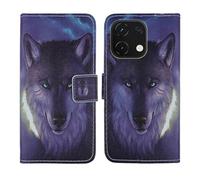 Tnviud Housse Case PU Cuir Cover Flip Etui Coque Protection Skin pour Logicom Cosmo M2 Pro 6.75" (Wolf Design)