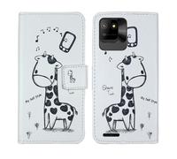 Tnviud Housse Case PU Cuir Cover Flip Etui Coque Protection Skin pour Logicom EZY 2 5" (Giraffe Design)
