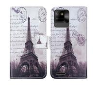 Tnviud Housse Case PU Cuir Cover Flip Etui Coque Protection Skin pour Logicom EZY 2 5" (Stamp Tower Design)